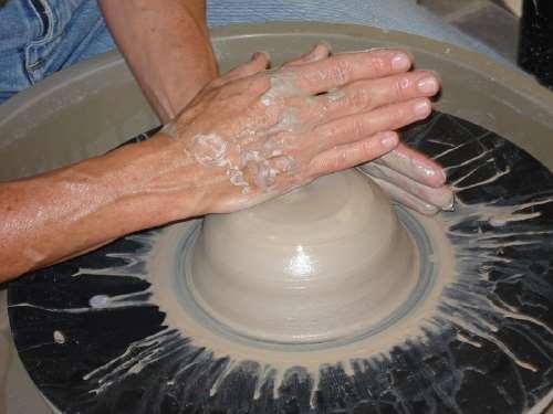 Centering the process of aligning the clay on the
