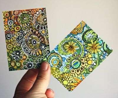 Artist Trading Card (ATCs) are miniature pieces of art that are traded around the world.