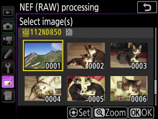 On-Camera Batch NEF (RAW) Processing 5 Select photographs. If you chose Select image(s) in Step 3, a picture selection dialog will be displayed.