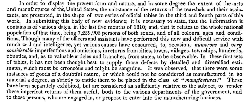 Origins of the Economic Census Tench Coxe, A Statement of the Arts and