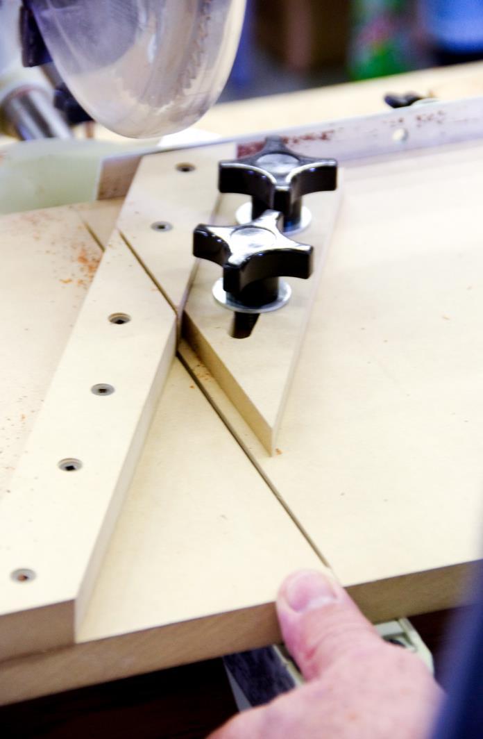 Using the wedgie sled on the miter saw, cut the pieces to be glued to make the start segments. In making a 12 point star you will need 6 segments.