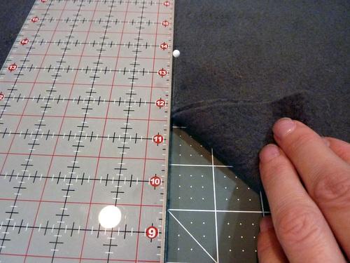 Reposition your ruler to connect the end of your 3½" cut to the top corner of the template.