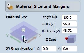 Ensure that the XY origin position is set to the corner of the material (Figure 8). This is important for setting the tool XYZ origin.