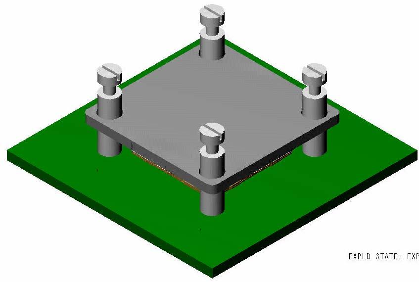 5.) Align the four (4) holes in the plate to the four (4) posts and place the Top Support plate on top of the BGA Package. Place Slide 6.