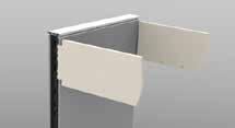 Insert top tab on each Shelf End hanger bracket into the slots on the frame or wall strip.