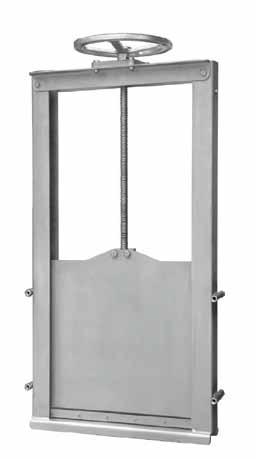 3-sided open top frame design suitable for channel mounting Square or rectangular opening Standard size range: 150 to 2000mm, larger sizes available Fabricated stainless steel frame and slide,