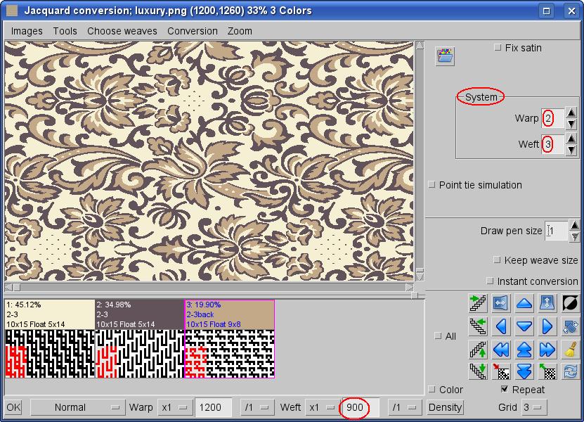 User Guide This feature is also useful, when you are inserting weaves larger than the original motif.