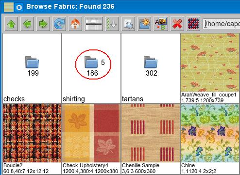 It means that the fabric icon is displayed in continuous repeat; if disabled, then only one repeat of the fabric is shown. Figure 19: Same icon with a repeat option enabled (left), and disabled.