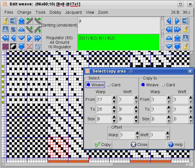 User Guide Figure 95: Weave selection You can copy and multiply this selection again in two diferent wayse Press left mouse button and drag it to draw the repeated area.