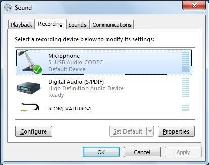 PREPARATION Volume adjustment for audio device Windows 7/ Windows Vista (Continued) t Click the [Recording] tab on Sound.