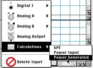 Select Integration from the Statistics menu. 6. Click the INPUT Menu button ( ) for the plot of Current. Select Calculations, Power Input from the INPUT menu. 7.
