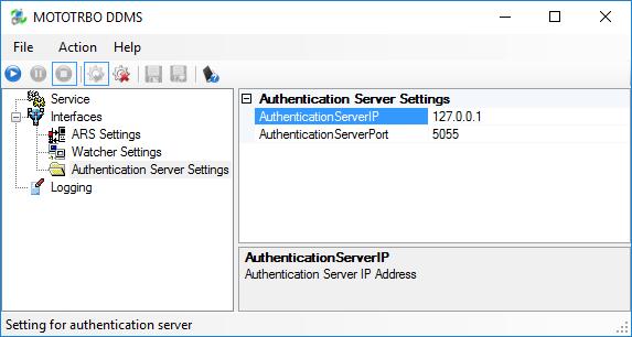 Configuring MOTOTRBO Equipment In the left pane, select Authentication Server Settings.