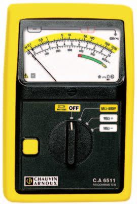 500 V and 1000 V analog megohmmeters Analog insulation testers C.A 6511 & C.A 6513 The C.A 6511 and C.