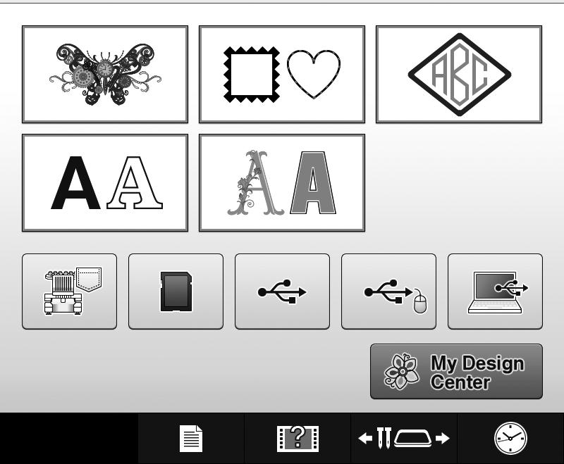 ABOUT MY DESIGN CENTER The My Design Center icon ppers in the home screen. Bsics: Creting Pttern Strt My Design Center y pressing home pge screen.
