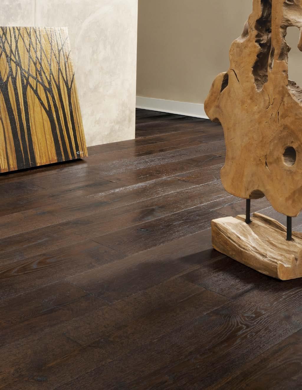 Hand selected planks are antiqued and aged to accent the natural stunning characters of European Oak.