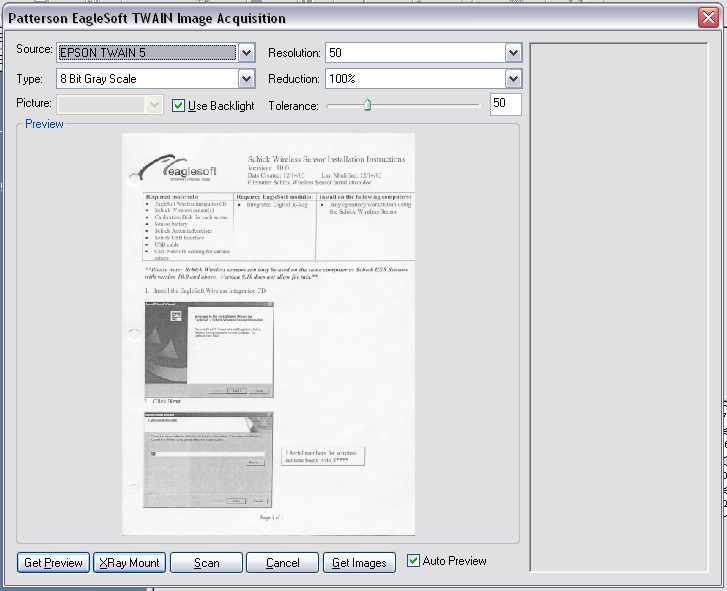 5. Click the Get Images button to transfer the scanned images into the template. b. If Auto-Preview IS checked 1.