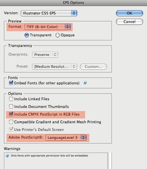 When the EPS Options window appears (See Figure 6) Select the highest EPS version your application will export.