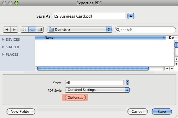 (See Figure 4) (Figure 4) In the PDF Export Options window select settings as follows: Under Compression (Figure 5), select None and Keep Resolution