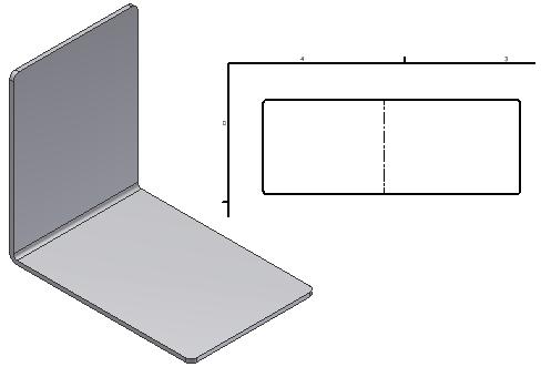 Exercise: Create a Simple Sheet Metal Part In this exercise, you create a simple sheet metal part and produce a flat pattern view in a drawing. 2. Sketch and constrain a rectangle as shown.