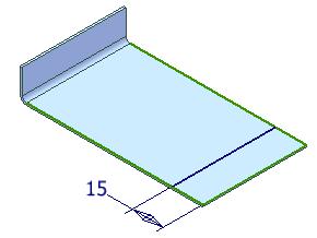 9. In the Flange dialog box: Under Height Extents, click distance. Enter 15 mm. Under Height Datum, click the first option, Bend from the Intersection of the Two Outer Faces.