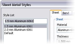 2. Create sheet metal styles common to your work environment. 3.