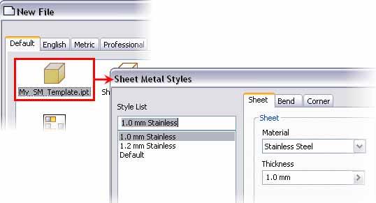 Exercise: Create and Save Sheet Metal Styles in a Template In this exercise, you create a new sheet metal part file and various sheet metal styles, which you save for later use in a sheet metal part