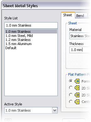 Exercise: Copy Sheet Metal Styles In this exercise, you copy sheet metal styles from an existing part file into your current document. 3.