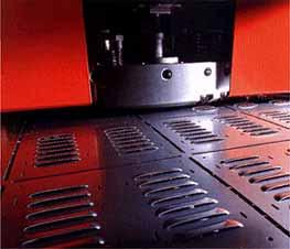 Punch press Laser cutter Punches a predefined shape out