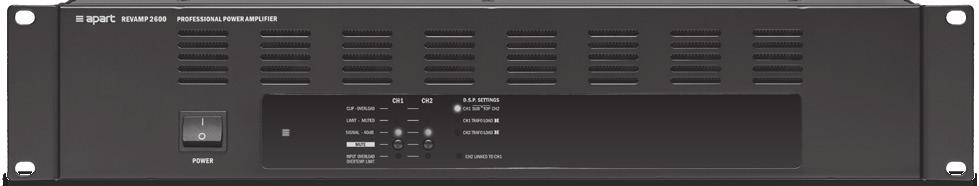 10 PROFESSIONAL POWER AMPLIFIER Operation 5 1 2 3 4 6 1 1. Removable rack ears for 19 rack mounting. 2. Power switch: after switching on the power, the power led will light up after approx 1 second.