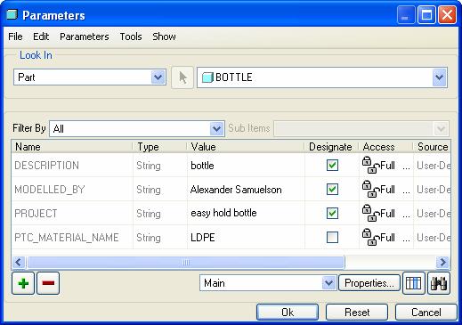 26. Pro ENGINEER will now display the Material dialog. Select LDPE (Low Density Polyethylene), left-click the assign button followed by.