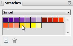 124 Colour and Greyscale Storing colours If you want to save colours that you want to work with frequently, you can store them in the Swatches tab as thumbnails (this avoids continually defining