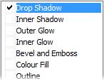 Applying Image Effects 69 Drop Shadow adds a diffused shadow "behind" solid regions on a layer. Inner Shadow adds a diffused shadow inside the edge of an object.
