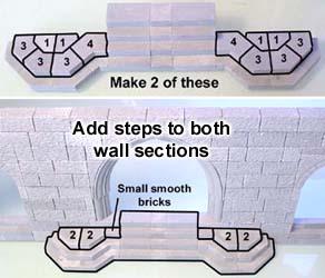 Glue the steps into the gap in the wall for both wall