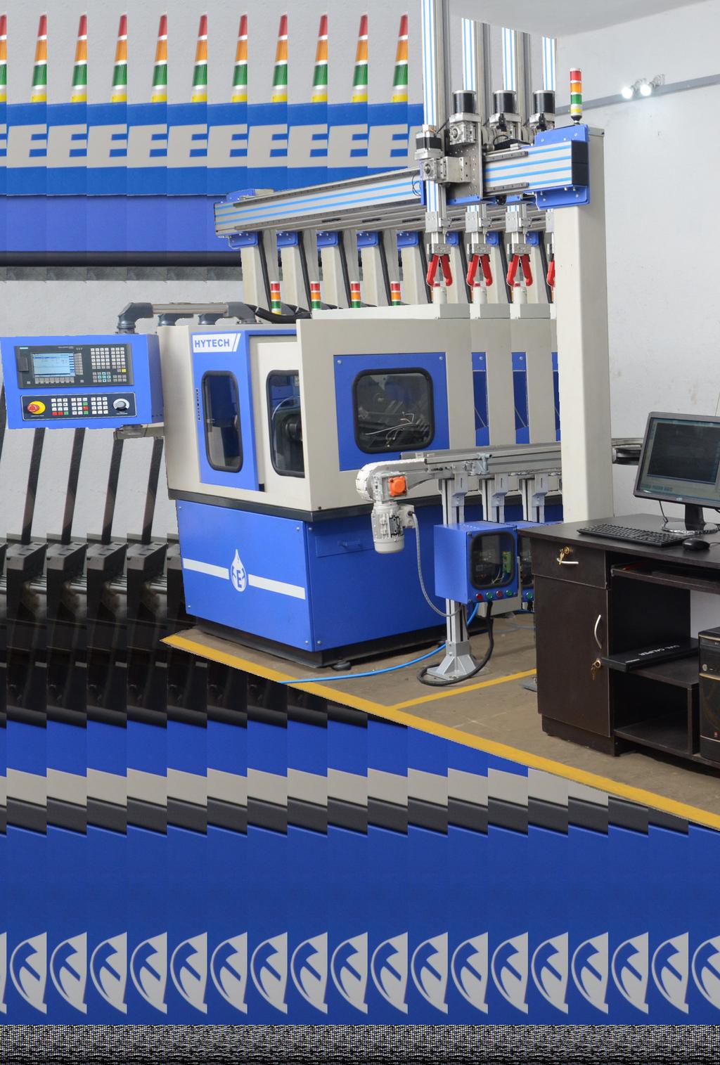 Flexible Manufacturing System with Conveyor Floor mounted machines Vertical axes are with brake motors