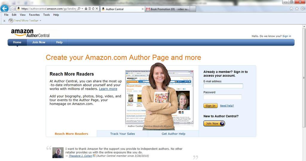 Your Amazon Author Central Profile Amazon will help you create your an author profile at Author Centra. In fact, you can have up three author profile pages in case you use pin names.