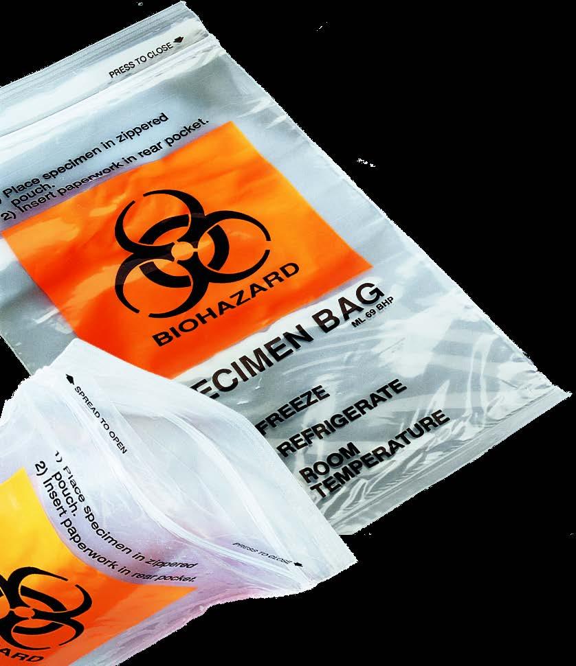 Bio-Safe Biohazard Specimen Transport Bag This economical specimen transport bag features a zipper closure and a separate document pocket with security flap to prevent