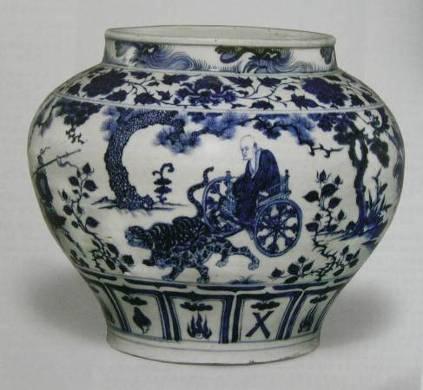 blue and white jar