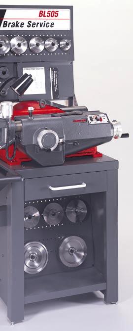 Durable, Heavy-Duty Bench Option Makes Brake Servicing Fast and Easy Heavy gauge, extra stable all-steel construction. Offset accessory panel puts frequently used adaptors near spindle work area.