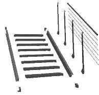 MEAstep parts lists for construction kits including single-sided balustrade: MEAstep Staircase Kit Type, Order no. 00600 MEAstep Staircase Kit Type, Order no.