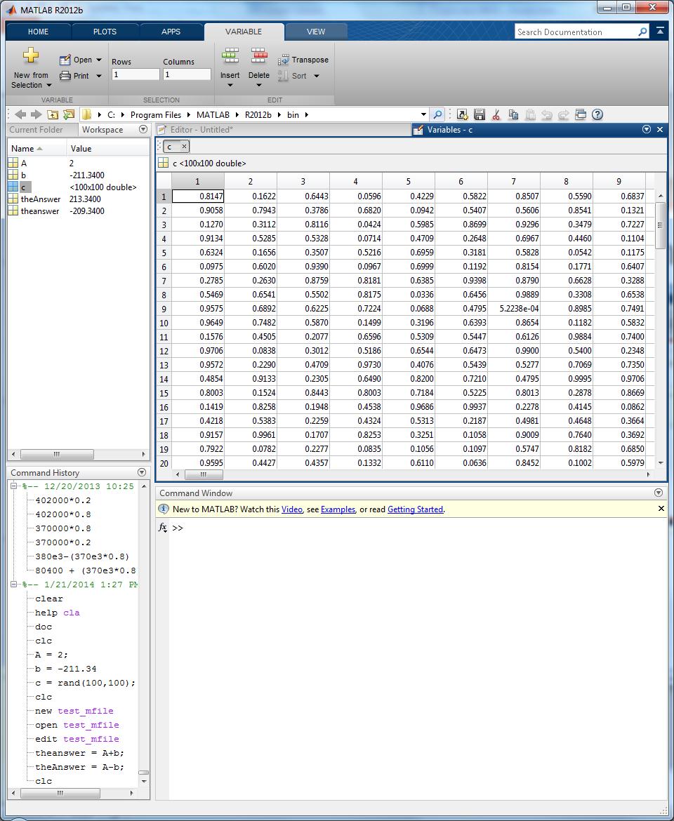 16 Matlab Primer Variables Quick way to read contents of your workspace variables