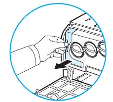 ATENŢIE: Dacă trebuie să aşezaţi imprimanta în alt loc, scoateţi cartuşul de toner rezidual din imprimantă şi mutaţi-le