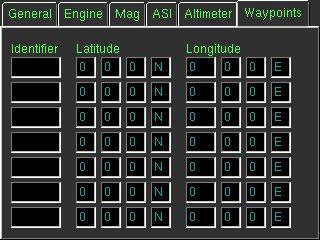 Waypoints Tab This screen allows the operator to enter user defined waypoints in to the EFIS.