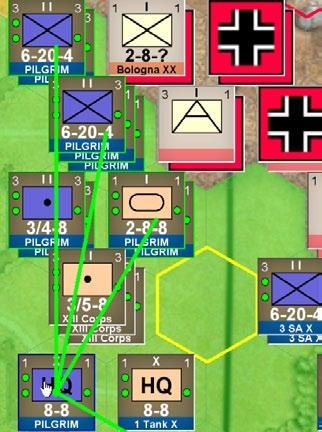 Division. Those hexes in green will receive full supply. This is good, because we will plan an attack now.