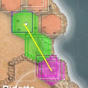 Now, click the button indicated. This will remove the units from the map. Even with the units removed, we can still see which hex has extended supply.
