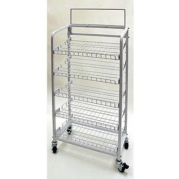 Wire Bakery Merchandiser Display Rack Model NO.: DBD014 Overall Dimensions: 53"H x 29"W x 16"D Shelves: 5 Wheels: 4 Sign Holder: 2 Color: Black, White, Red, Blue, Brown, Gray, Silver or other colors.