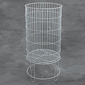 Wire Floor Dump Bin Display Model NO.: DBD005 Overall Dimensions: 32"H x 15" Dia. Color: Silver, White, Black, Red, Blue, Brown, Gray or other colors.