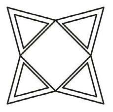 Când obiectele sunt grupate le poţi manipula ca pe un singur obiect Cam aşa ar trebui să arate grupul de triunghiuri: Figura 4 Grupul de 2 triunghiuri generat de operaţiile de mai sus Pentru a aranja