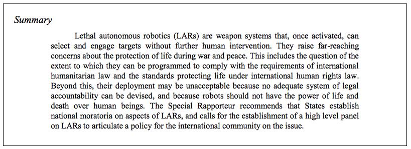 Lethal Autonomous Robotics (LARs)