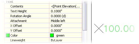 Module 03 - Settings and Styles NOTES 13. Select the Point Elev component. 14. Click the Text-Text Height value cell. Enter 0.08. 15. Click the Text- Color Value cell.
