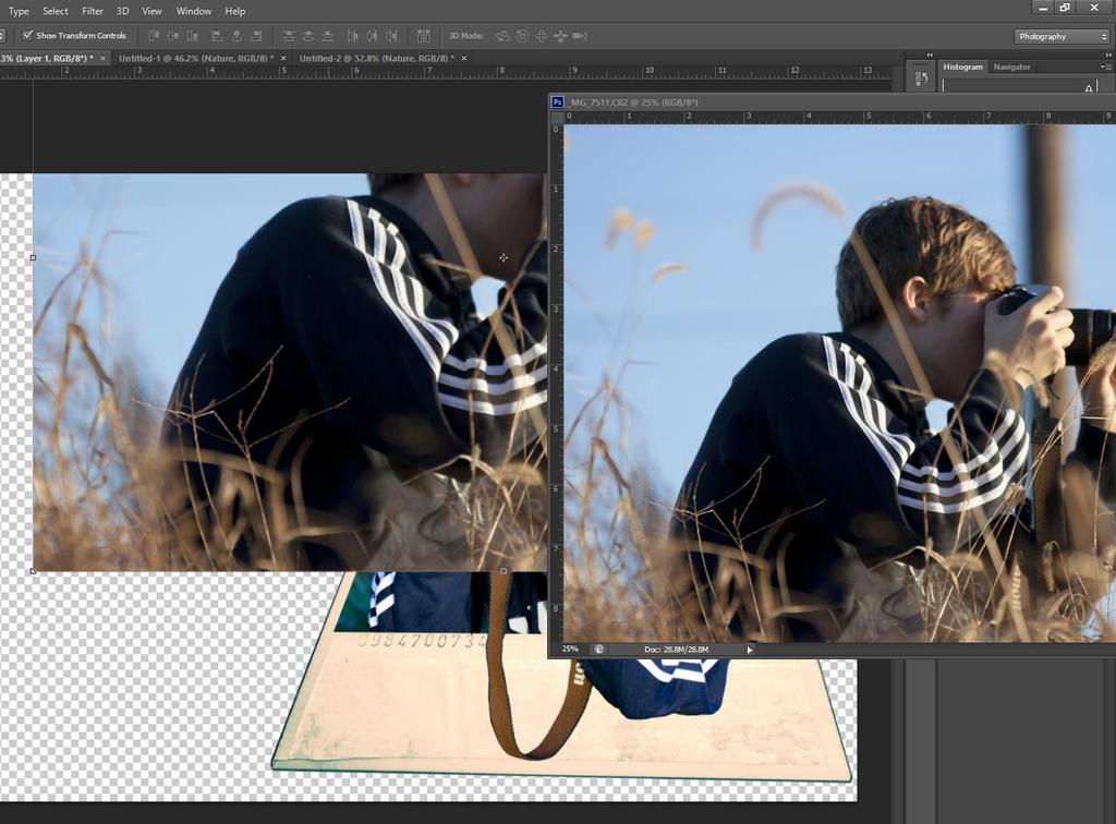 2. Open the pictures in Photoshop and drag